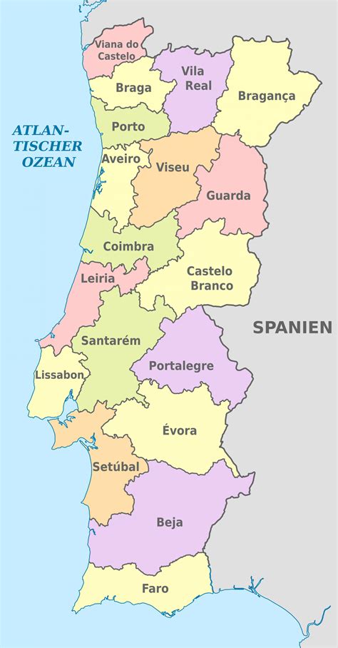 portugal karte mit regionen